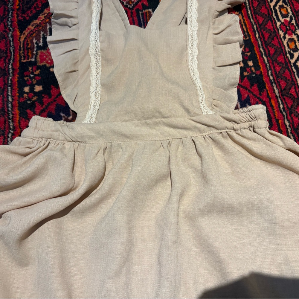 Handmade Elegant Tan Ruffle Dress - Picture 5 of 6